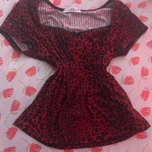 Red Leopard Print Women's Top size medium